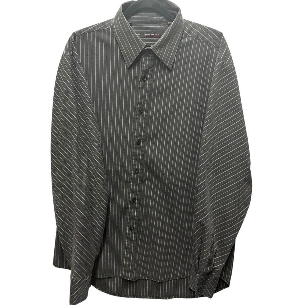 Thirty‎ Six Red Shirt Mens XXL Button Up Long Sleeve Striped Gray Shirt